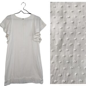 J.Crew Women White Swiss Dot Dress Knee Length Short Butterfly Sleeve Lined 4